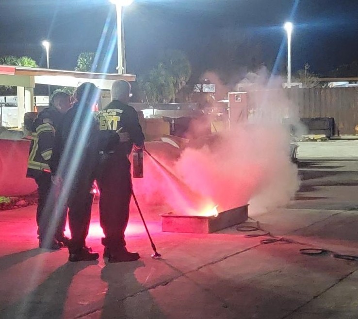 Team Members Practice Fire Suppression